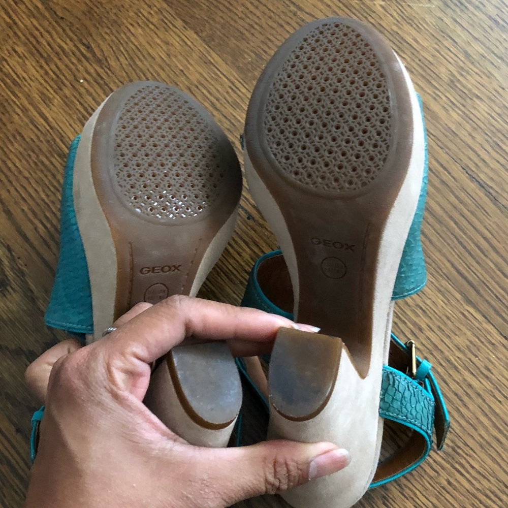Geox D Nurit B Turquoise Python Platform Sandals - Picture 4 of 8